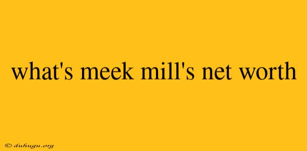 What's Meek Mill's Net Worth