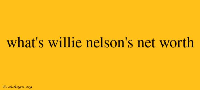 What's Willie Nelson's Net Worth